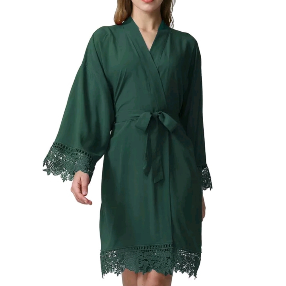 Bride or Bridesmaid Lace Robes w/ Lace Trim